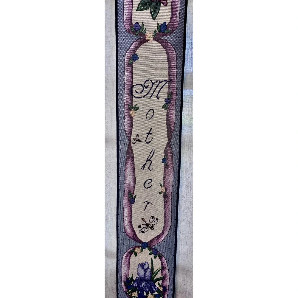Manual Woodworkers Weavers Mother Bell Pull Floral Tapestry Wall Hanging 6.75x41